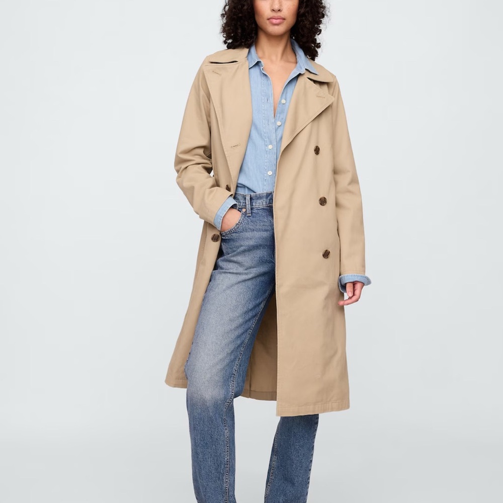 Tan Trench Coat with Belt and Epaulettes